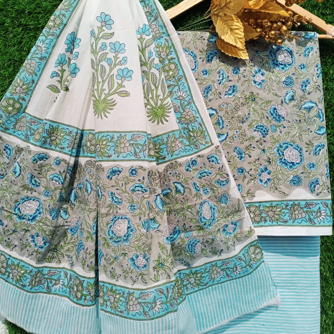 Jaipuri traditional wood block printed dress material